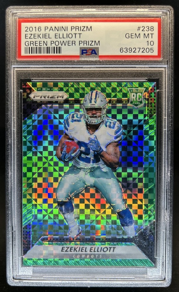 2016 Panini Prizm Ezekiel Elliott RC Green Power Rookie #/49 Cowboys PSA 10