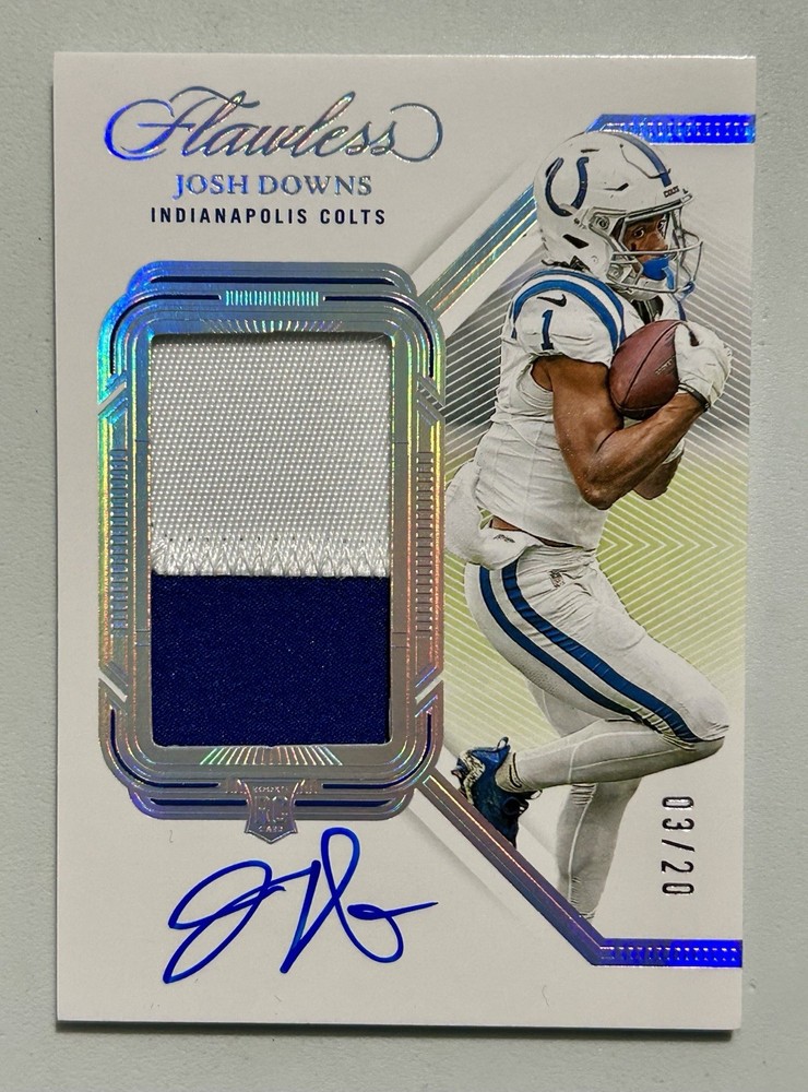 2023 Panini Flawless Josh Downs Rookie Silver Patch Auto RC /20 Colts RPA-JDS
