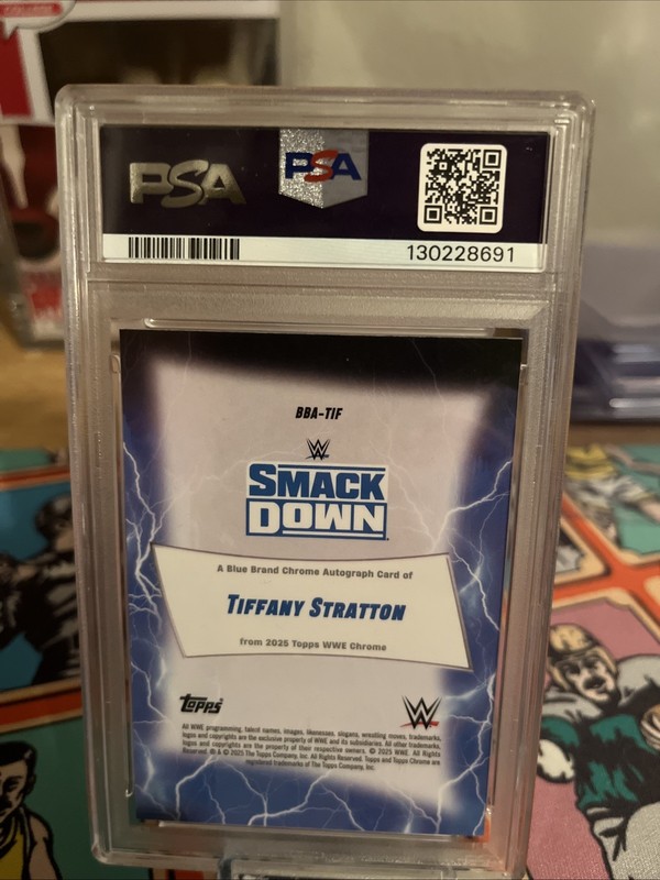 2025 Topps Chrome Sapphire WWE TIFFANY STRATTON Blue Brand Auto PSA 10 #BBA-TIF view 2