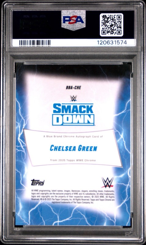 2025 TOPPS CHROME SAPPHIRE WWE BLUE BRAND AUTOGRAPHS CHELSEA GREEN PSA 10 POP 1 view 2