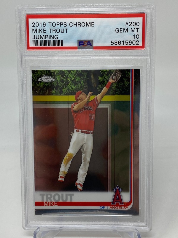 2019 Topps Chrome #200 Mike Trout Jumping PSA 10 view 2