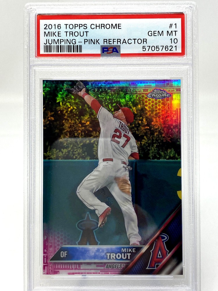 2016 Topps Chrome #1 Mike Trout Jumping  Pink Refractor - PSA 10 