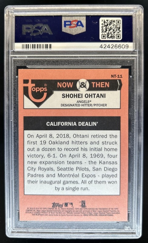 2018 Topps Heritage Shohei Ohtani Now & Then RC Rookie #NT-11 Angels PSA 10 view 2