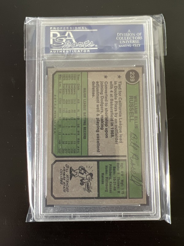 1974 Topps #239 Bill Russell PSA 9 view 2