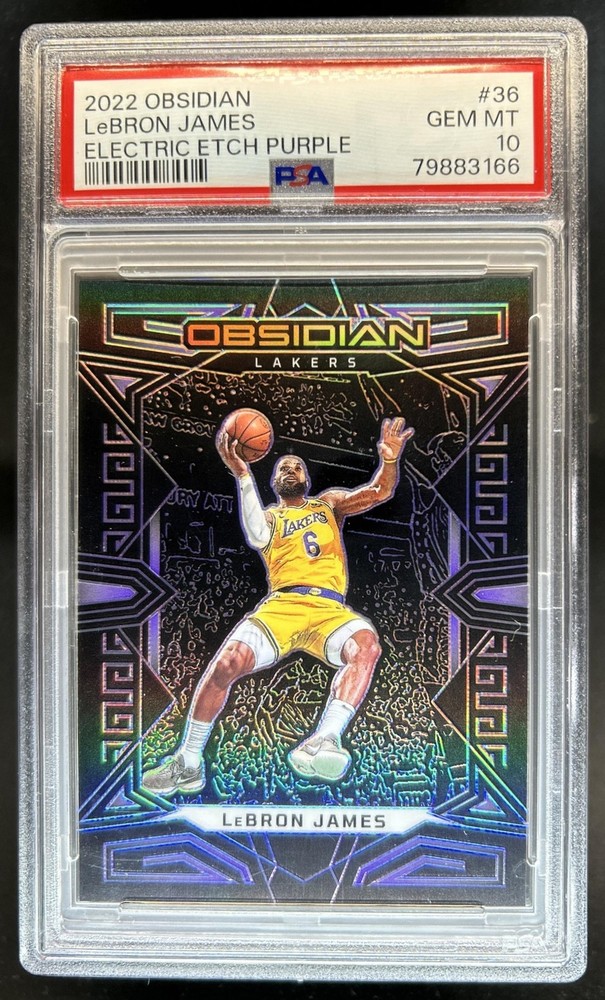 2022-23 Panini Obsidian LeBron James Electric Etch Purple #/99 Lakers PSA 10