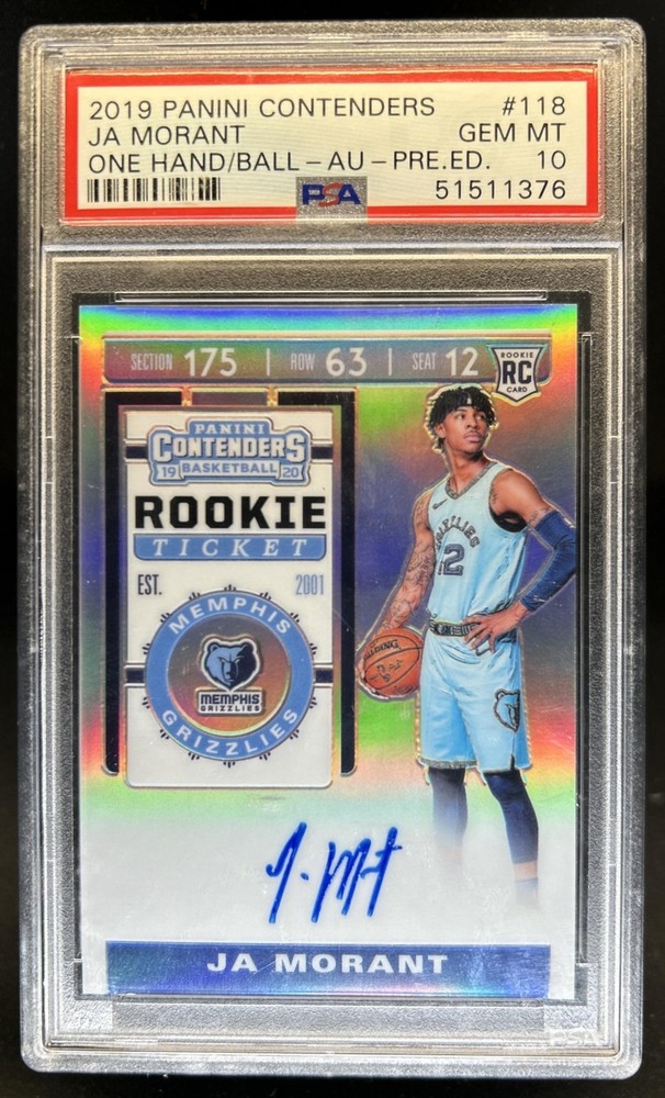 2019-20 Contenders Ja Morant RC Rookie Season Ticket Premium Auto #118 PSA 10