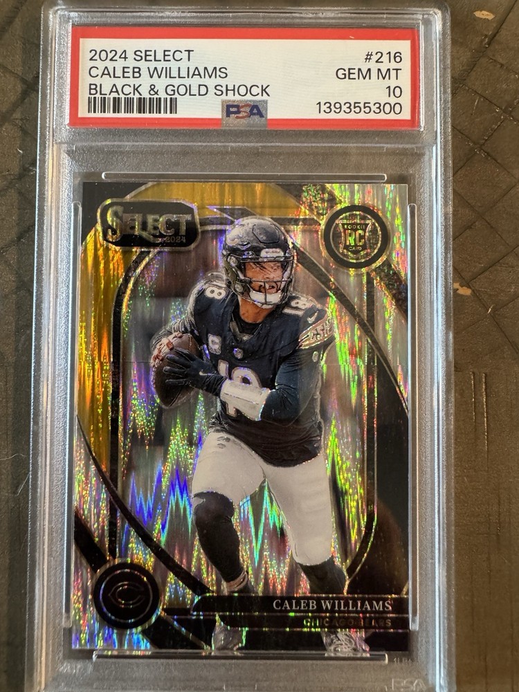 2024 Panini Select - Club Level Caleb Williams #216 Black & Gold Shock Prizm (RC