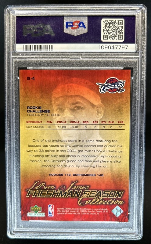 2004-05 Upper Deck Collectibles LeBron James Freshman Season #54 PSA 10 GEM MINT view 2