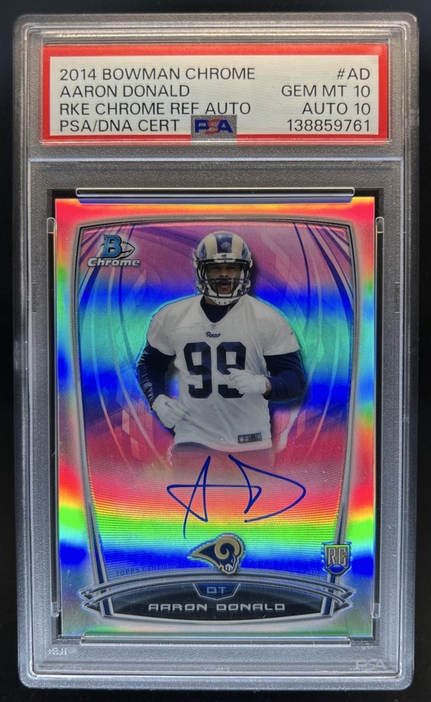2014 Bowman Chrome Aaron Donald Rookie Auto Refractor RC #RCRA-AD Rams PSA 10