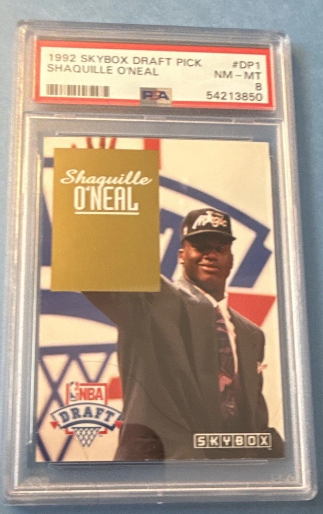 SkyBox 1992-93 Draft Picks Shaquille O'Neal #DP1 Orlando Magic PSA 8 RC