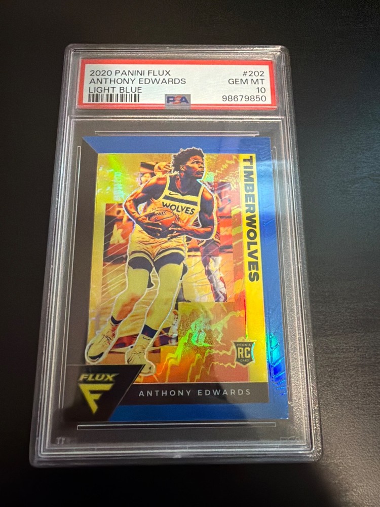 2020 Panini Flux Anthony Edwards Light Blue #202 Rookie PSA 10 