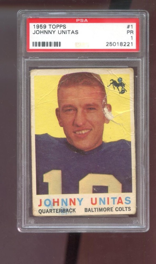 1959 Topps #1 Johnny Unitas John Unitas PSA 1 Graded Football Card NFL Colts