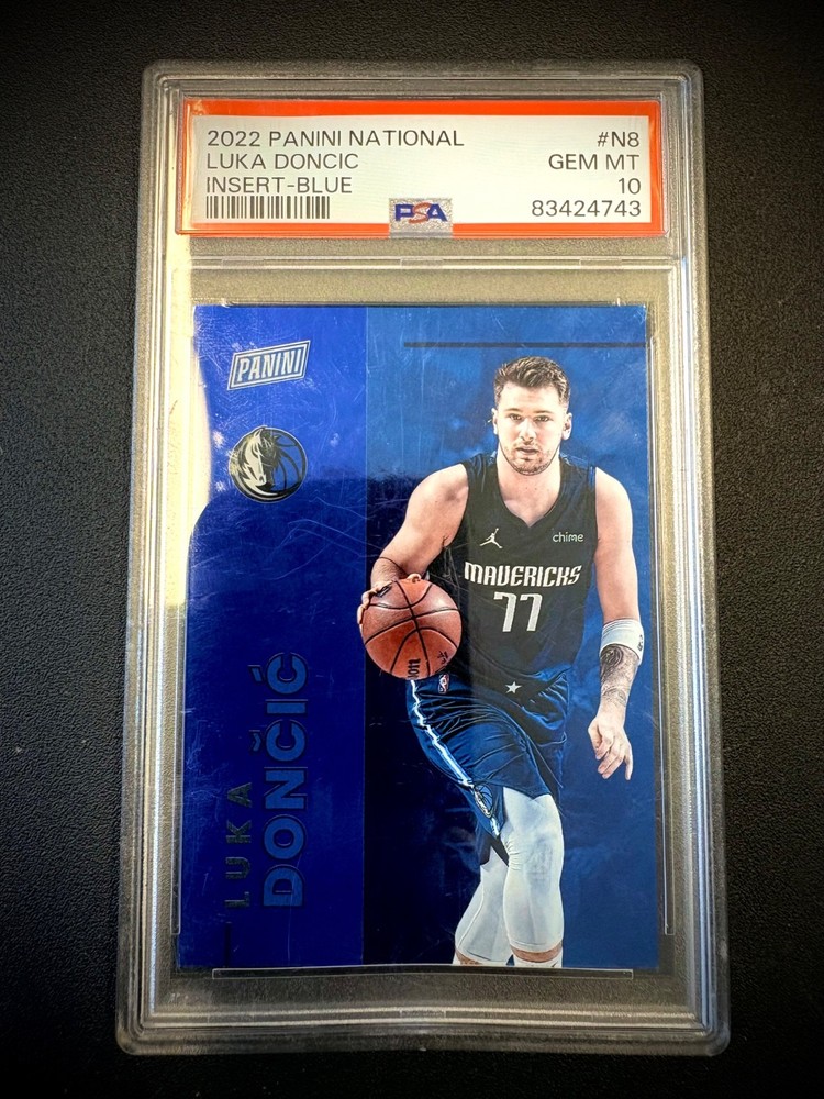 2022 Panini Natl. Luka Doncic #N8 Insert Blue 01/50 FIRST ON PRINT - PSA 10