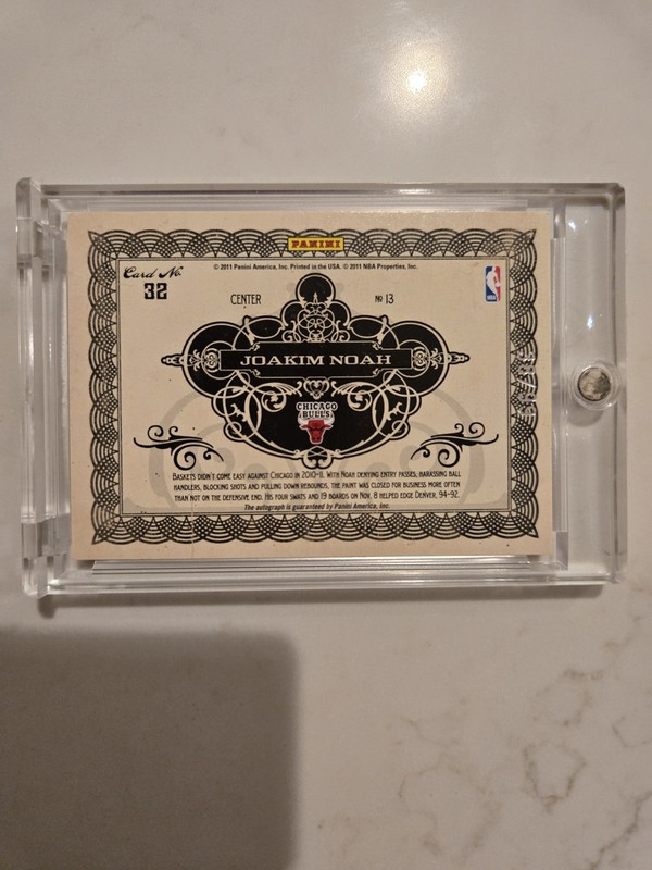 2011 Panini Gold Standard Joakim Noah Bulls Patch Logo Auto /49 view 2