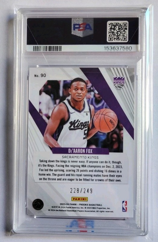De'Aaron Fox 2023 Phoenix #90 Orange Ice #ed/249 PSA 10 view 2
