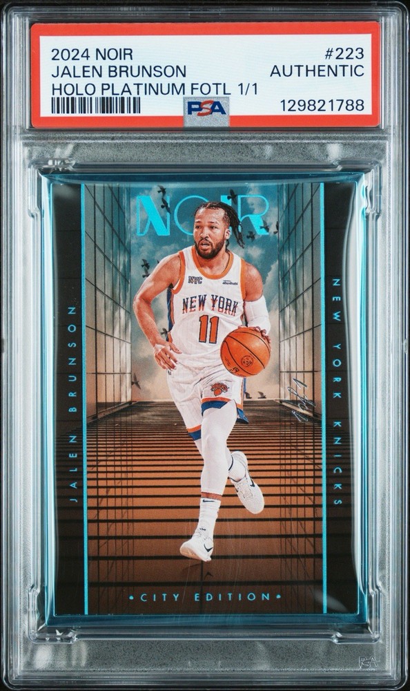 2024 Panini Noir Jalen Brunson City Edition Holo Platinum #1/1 KNICKS PSA AUTH