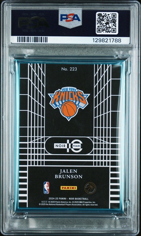 2024 Panini Noir Jalen Brunson City Edition Holo Platinum #1/1 KNICKS PSA AUTH view 2