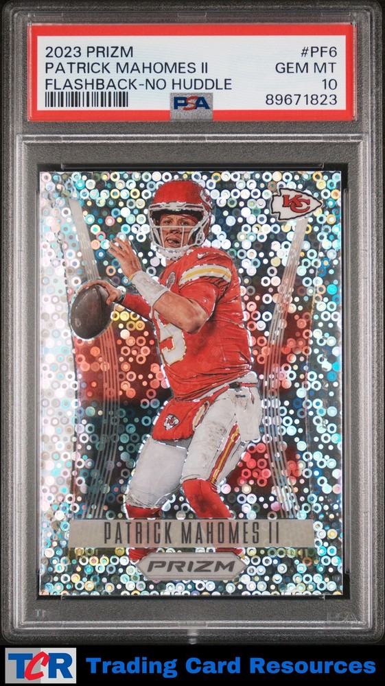 2023 Prizm #PF-6 Patrick Mahomes II Prizm Flashback Prizms No Huddle PSA 10