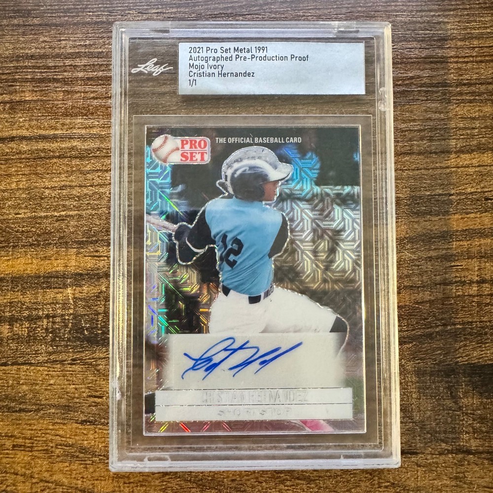 2021 Leaf Pro Set Metal Cristian Hernandez Mojo Ivory Pre-Production Auto #1/1