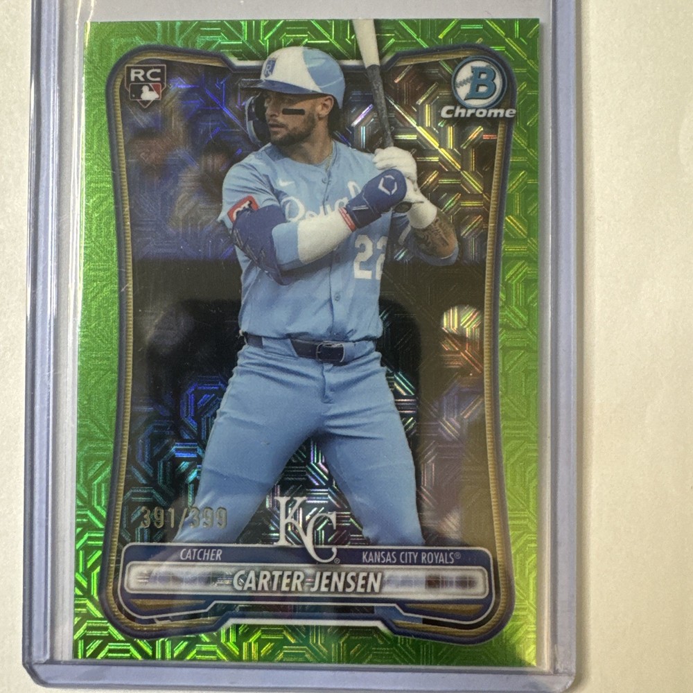 2026 Bowman Chrome Carter Jensen Green Mojo Refractor /399 #66 KC Royals RC