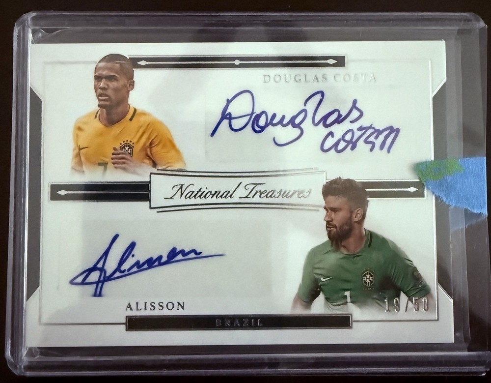 2018 Panini National Treasures  Alisson Becker, Douglas Costa /50 Brazil auto🔥 