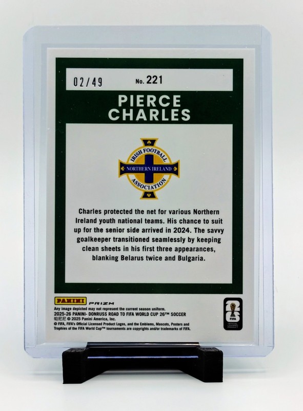 2025-26 Donruss Road to FIFA World Cup Pierce Charles #221 Optic Teal Mojo /49 view 2