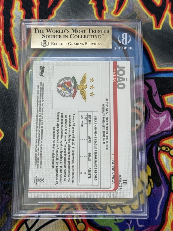 2018-19 TOPPS CHROME CHAMPIONS LEAGUE REFRACTORS #10 JOAO FELIX BGS 9.5 view 2
