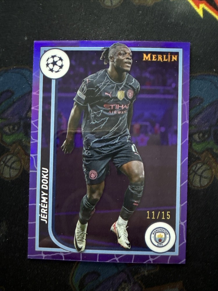 Jeremy Doku 2024 Topps Merlin UCC True Purple Parallel /15