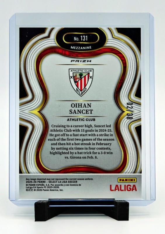 2025-26 Select La Liga Oihan Sancet #131 Mezzanine Winter Camo /30 Athletic Club view 2