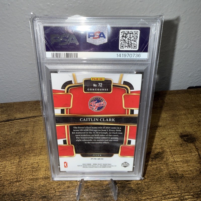 2024 Select WNBA - Concourse Caitlin Clark #72 Silver Flash Prizm (RC) PSA 9 view 2