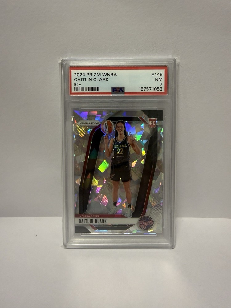 Panini 2024 Prizm WNBA Caitlin Clark #145 Ice Prizm Rookie Indiana Fever PSA 7