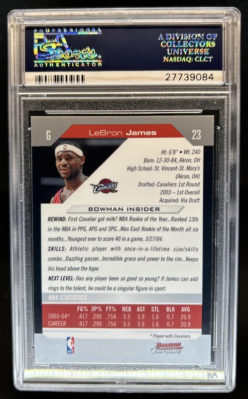2004-05 Bowman LeBron James Chrome Cavaliers PSA 10 GEM MINT view 2