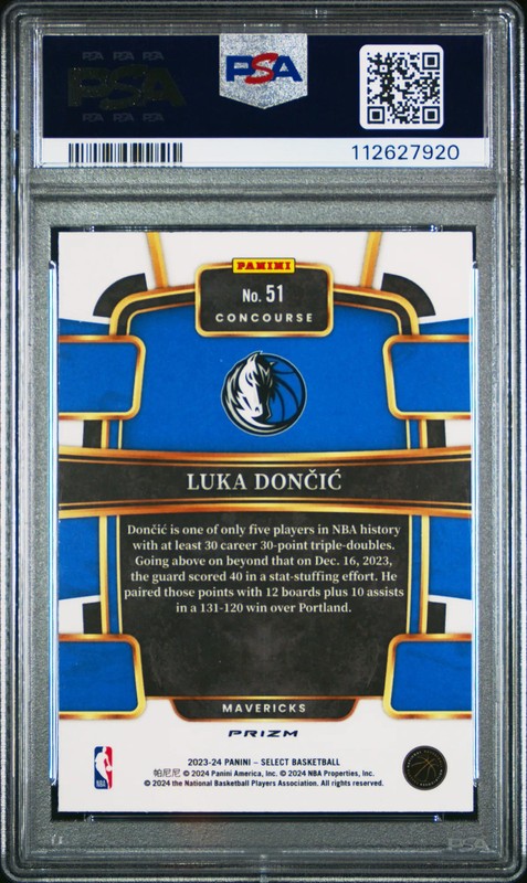 2023 Panini Select Luka Doncic #51 Tectonic PSA 7 view 2