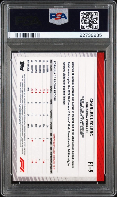 PSA 10 2023 Topps Chrome Formula 1 F1 NSCC Charles Leclerc Orange /25 #9 Ferrari view 2
