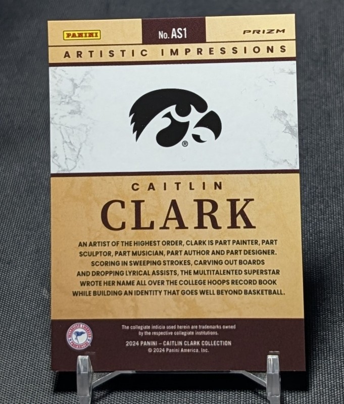 Artistic Selections Prizm Rookie 2024 Panini Caitlin Clark Collection #AS1 Fever view 2