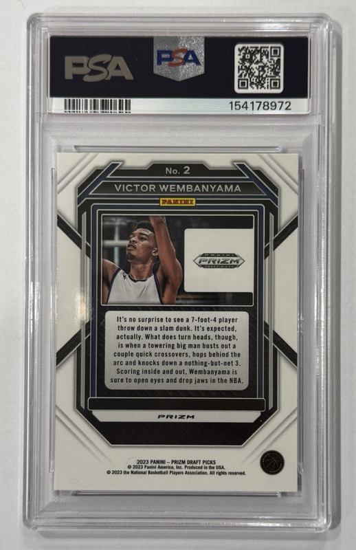 2023 PANINI PRIZM DRAFT PICKS RED ICE #2 VICTOR WEMBANYAMA ROOKIE PSA 8 view 2