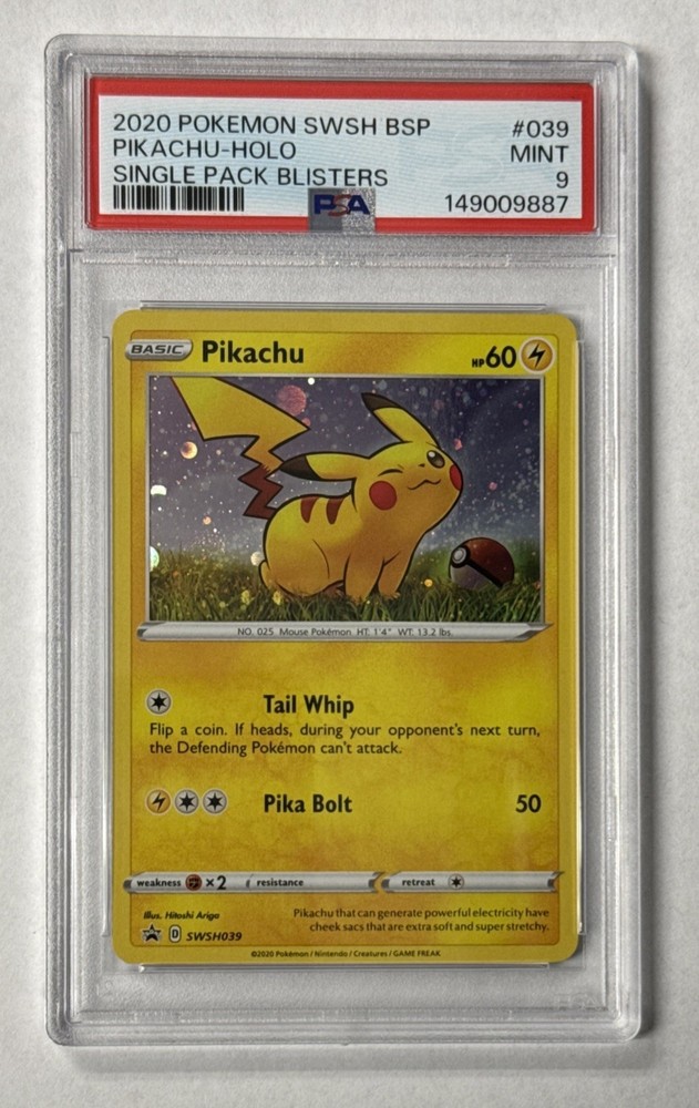 2020 Pokemon SWSH BSP Pikachu HOLO Single Pack Blisters Promo #039 PSA 9 MINT