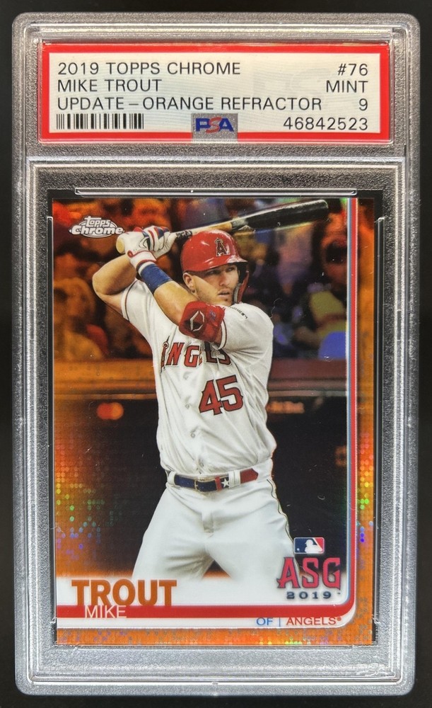 2019 Topps Chrome Update Mike Trout Orange Refractor #/25 Angels PSA 9