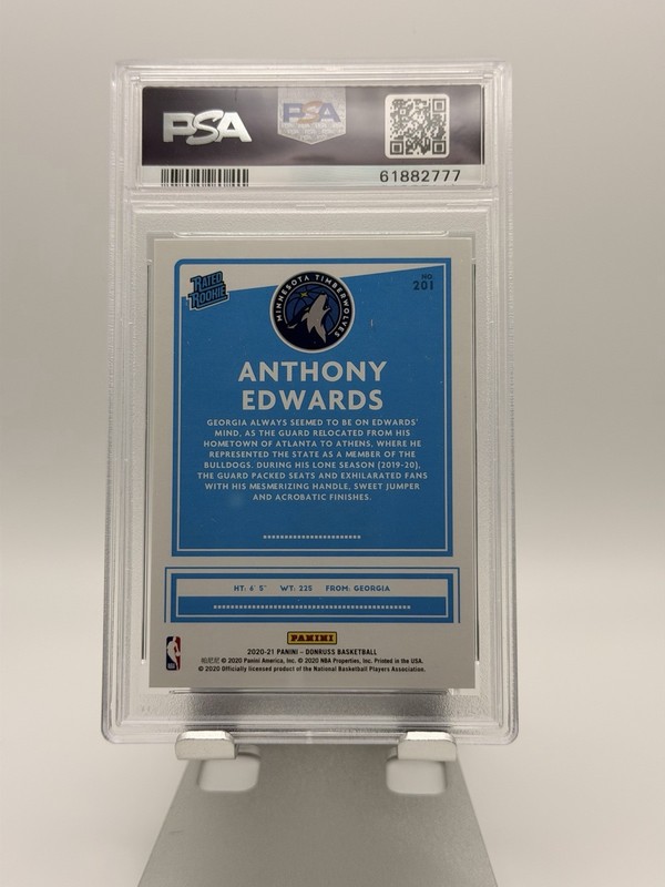 Panini Donruss 2020-21 Anthony Edwards Rated Rookie #201 PSA 10 Timberwolves view 2