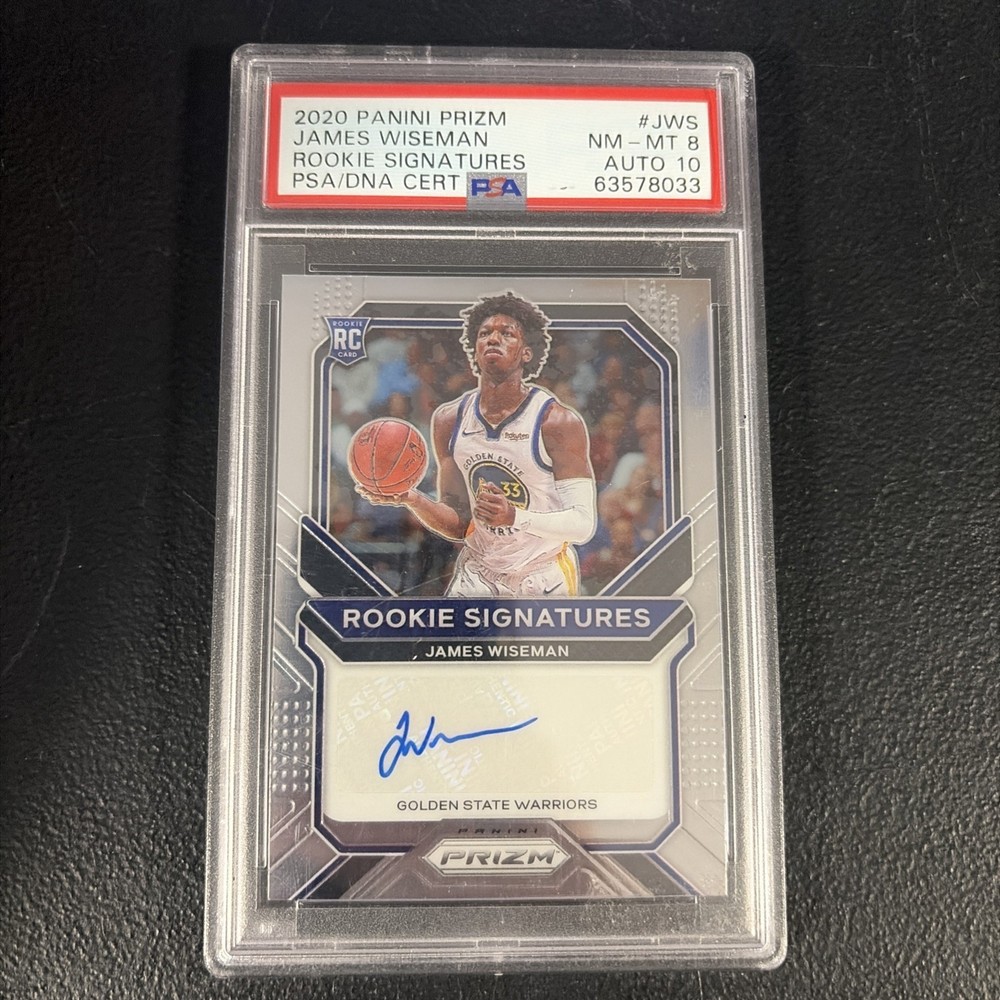 James Wiseman RC Rookie Card Auto Signatures 2020-21 Panini Prizm PSA 8