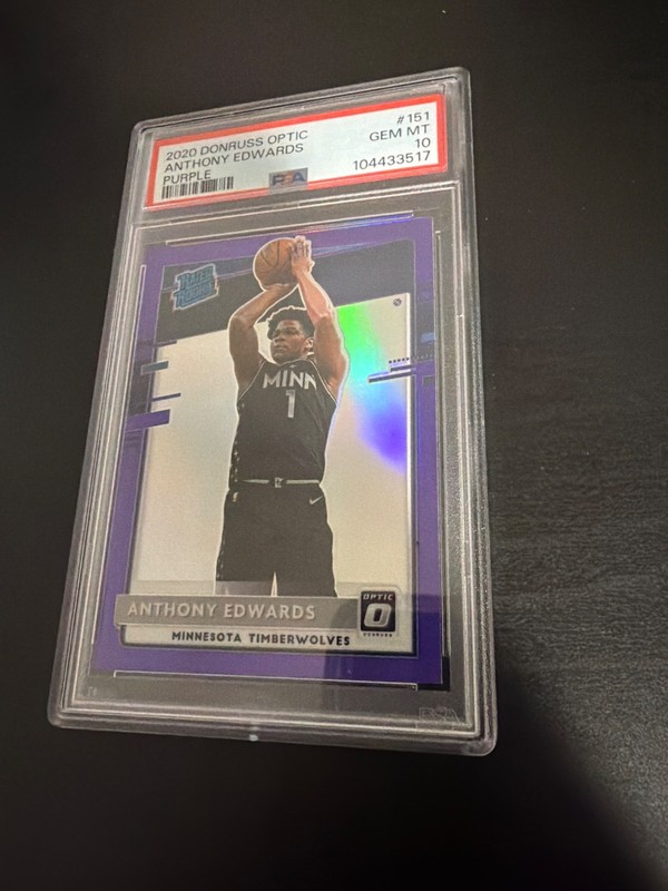 2020 Donruss Optic Purple Rated Rookie Anthony Edwards #151 PSA 10 view 2