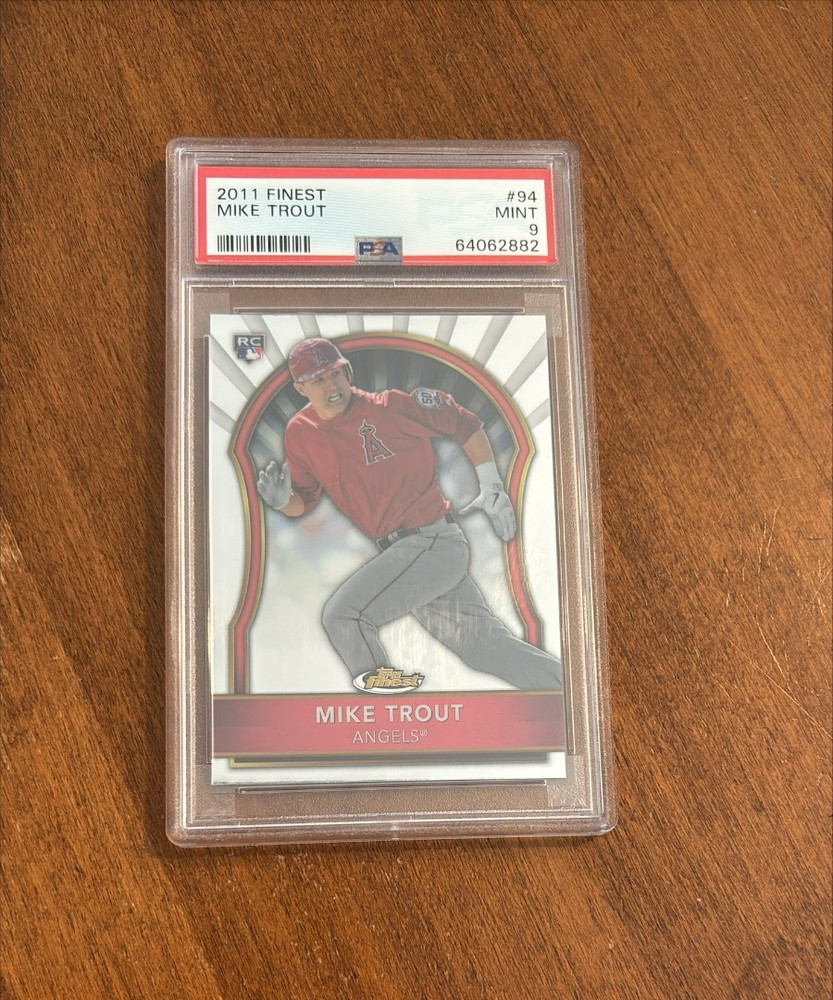 Mike Trout 2011 Topps Finest Rookie #94 Los Angeles Angels RC PSA 9