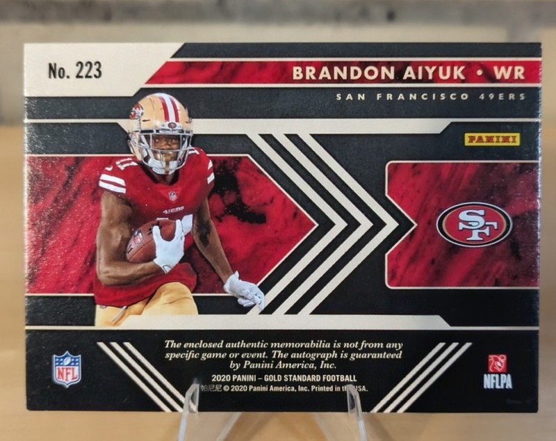2020 Panini Gold Standard Brandon Aiyuk (MEM,RC,AU) #233 /49 RPA - 49ers view 2