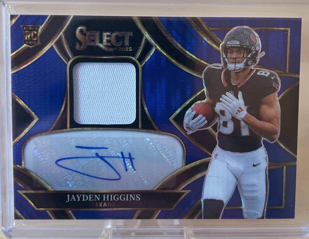 2025 Panini Select Jayden Higgins Rookie Patch Auto Blue #/45 SP Texans