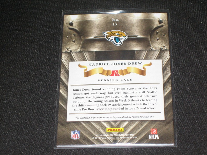 MAURICE JONES DREW LEGEND AUTHENTIC EVENT GAME USED JERSEY FOOTBALL CARD /299 view 2