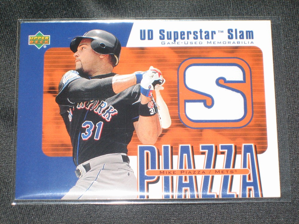 MIKE PIAZZA METS SLAM GENUINE CERTIFIED AUTHENTIC BASEBALL GAME USED JERSEY CARD