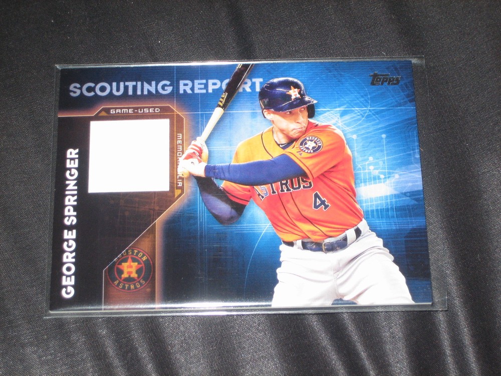 GEORGE SPRINGER ASTRO GENUINE CERTIFIED AUTHENTIC BASEBALL GAME USED JERSEY CARD