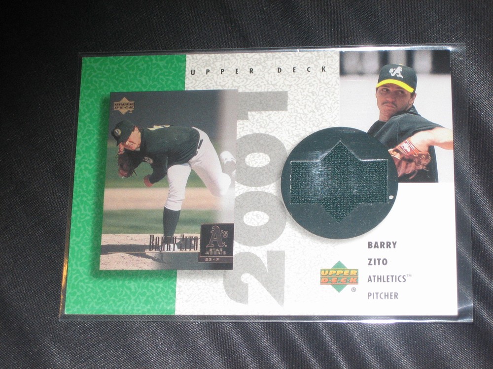 BARRY ZITO A'S GENUINE CERTIFIED AUTHENTIC BASEBALL GAME USED JERSEY CARD