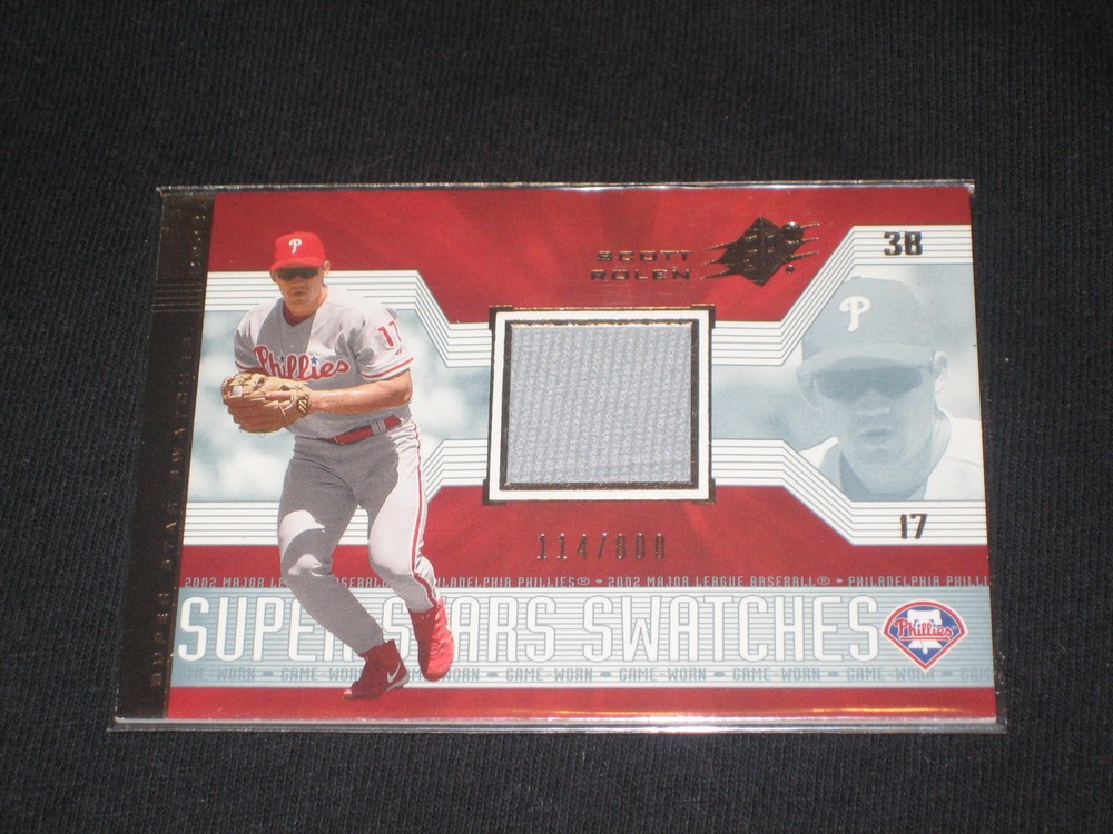 SCOTT ROLEN PHILLIE STAR CERTIFIED AUTHENTIC BASEBALL GAME USED JERSEY CARD /800