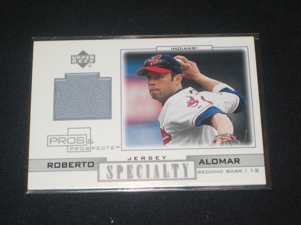 ROBERTO ALOMAR INDIANS STAR CERTIFIED AUTHENTIC BASEBALL GAME USED JERSEY CARD